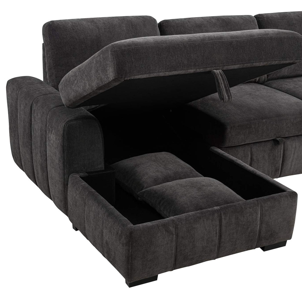 500349 Pastrana Upholstered Sleeper Sectional Sofa LAF Chaise Grey