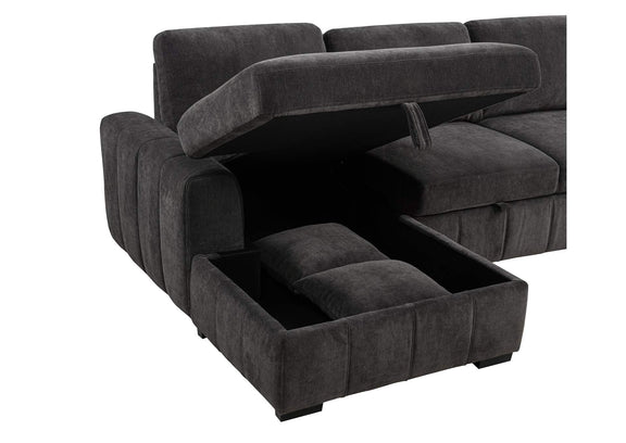 500349 Pastrana Upholstered Sleeper Sectional Sofa LAF Chaise Grey