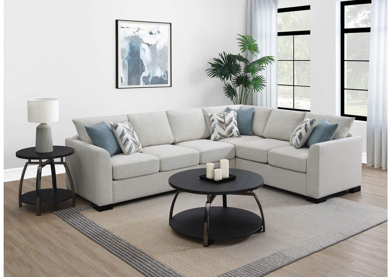500818 Ashford Chenille Upholstered Sleeper Sectional Sofa Greige