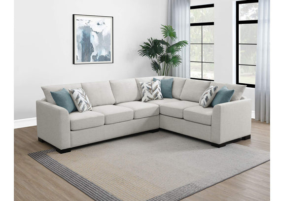 500818 Ashford Chenille Upholstered Sleeper Sectional Sofa Greige