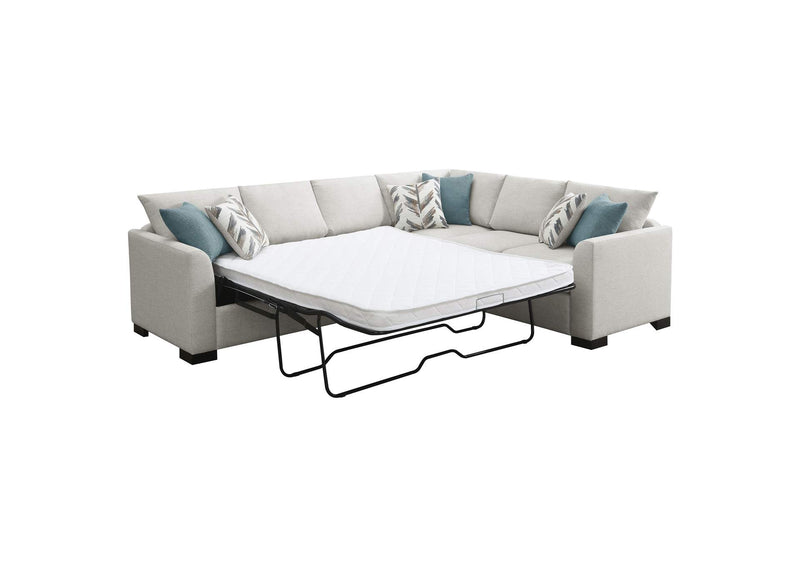 500818 Ashford Chenille Upholstered Sleeper Sectional Sofa Greige