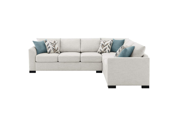 500818 Ashford Chenille Upholstered Sleeper Sectional Sofa Greige