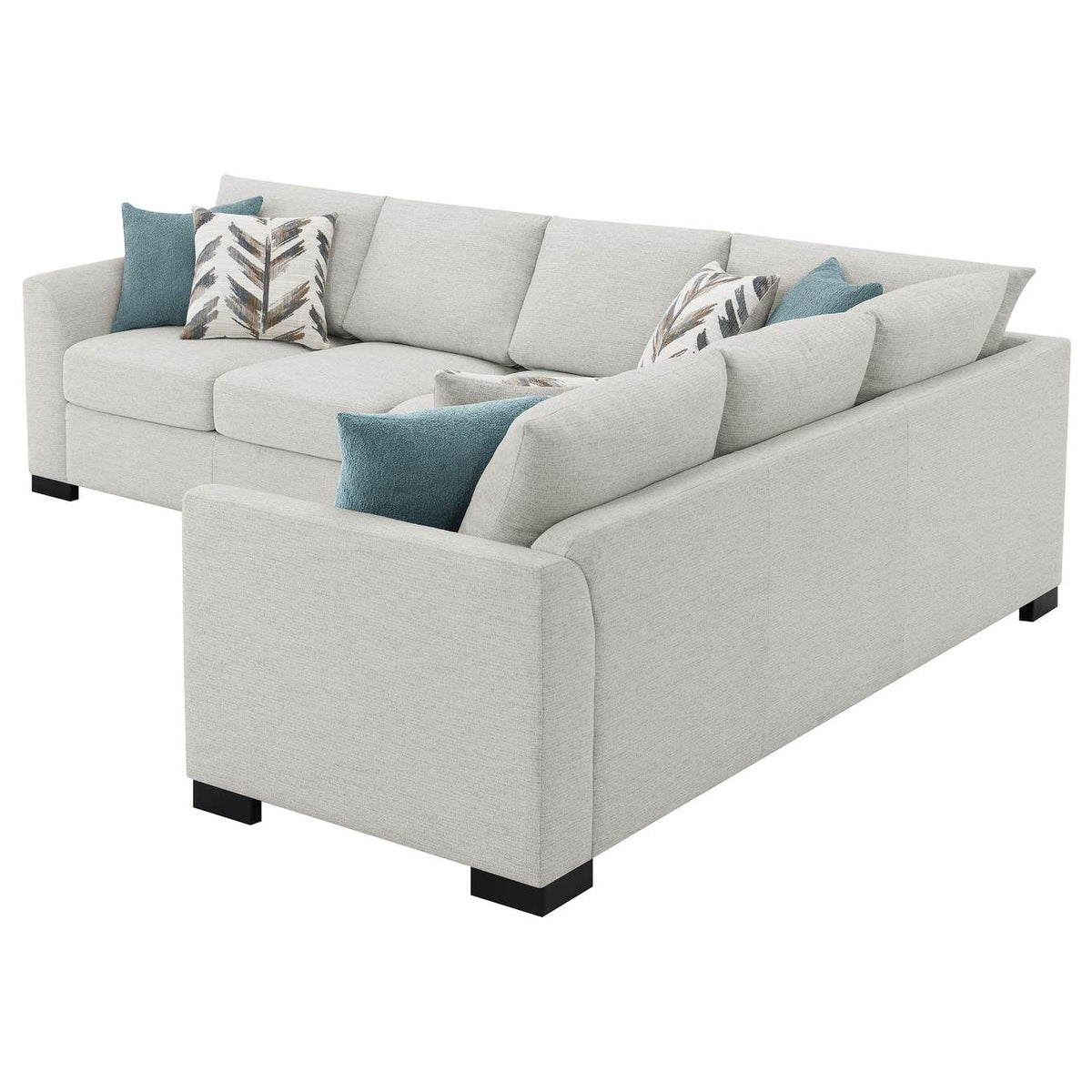 500818 Ashford Chenille Upholstered Sleeper Sectional Sofa Greige