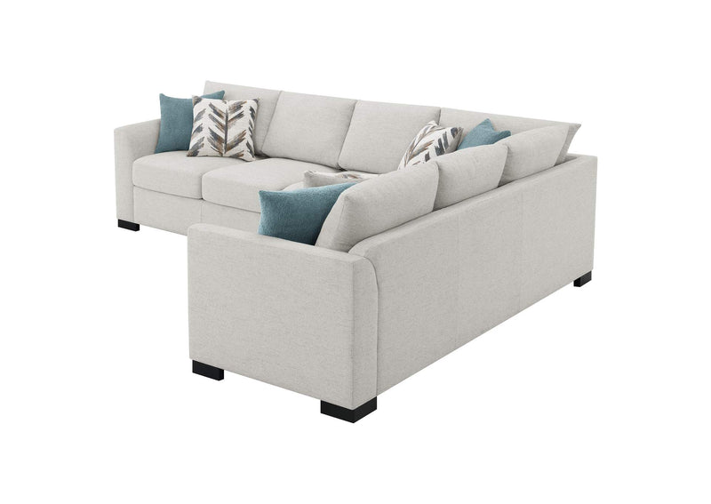 500818 Ashford Chenille Upholstered Sleeper Sectional Sofa Greige