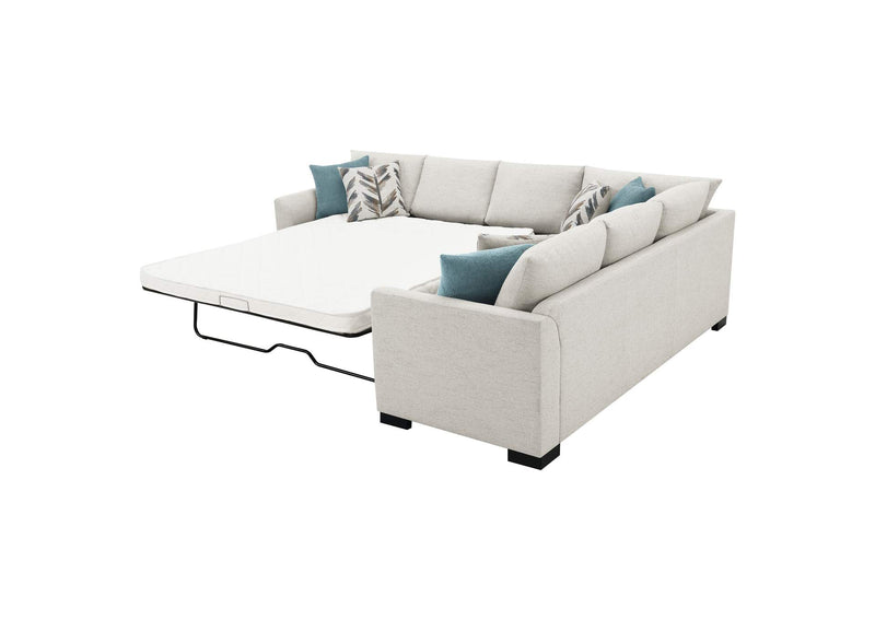 500818 Ashford Chenille Upholstered Sleeper Sectional Sofa Greige