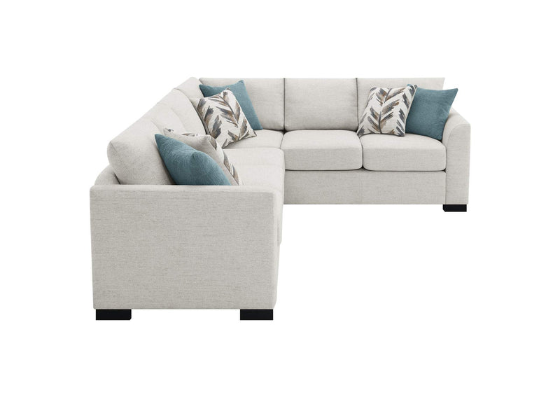 500818 Ashford Chenille Upholstered Sleeper Sectional Sofa Greige