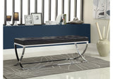 501156 Walton Leatherette Upholstered Tufted Accent Bench Black