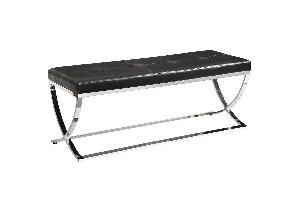 Walton Leatherette Upholstered Tufted Accent Bench Black
