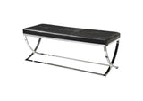 501156 Walton Leatherette Upholstered Tufted Accent Bench Black