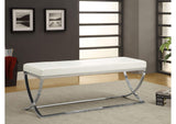 501157 Walton Leatherette Upholstered Tufted Accent Bench White
