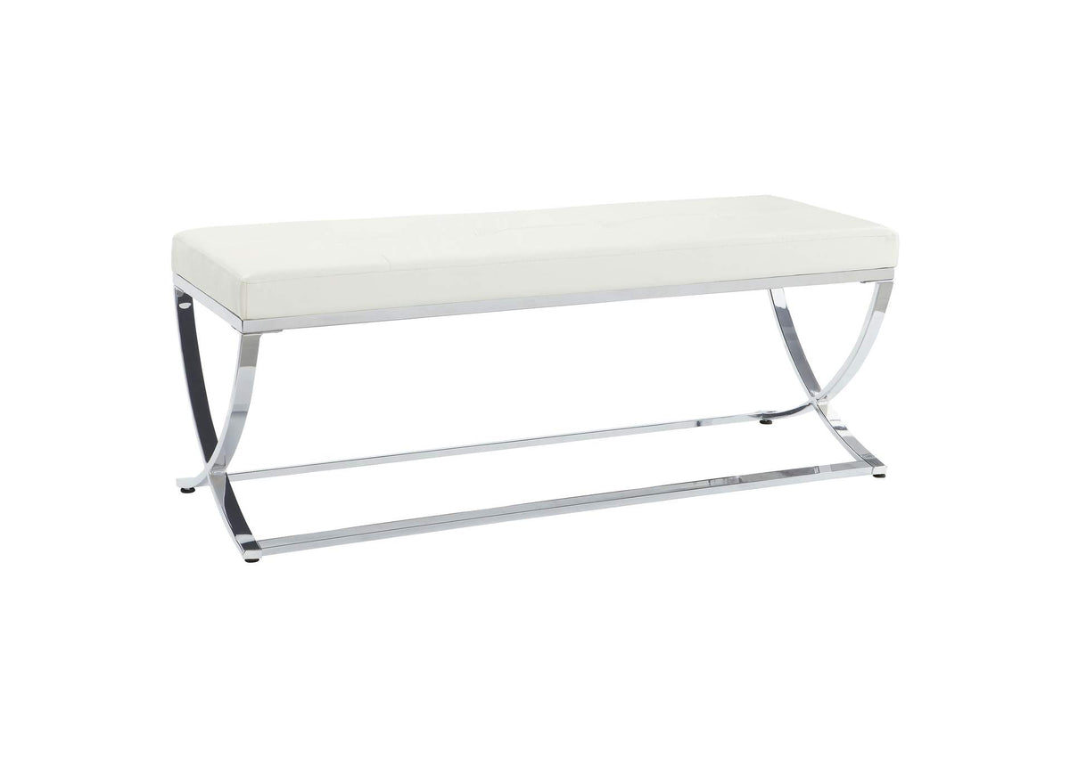 Walton Leatherette Upholstered Tufted Accent Bench White