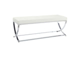 Walton Leatherette Upholstered Tufted Accent Bench White