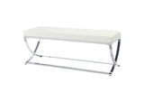 501157 Walton Leatherette Upholstered Tufted Accent Bench White
