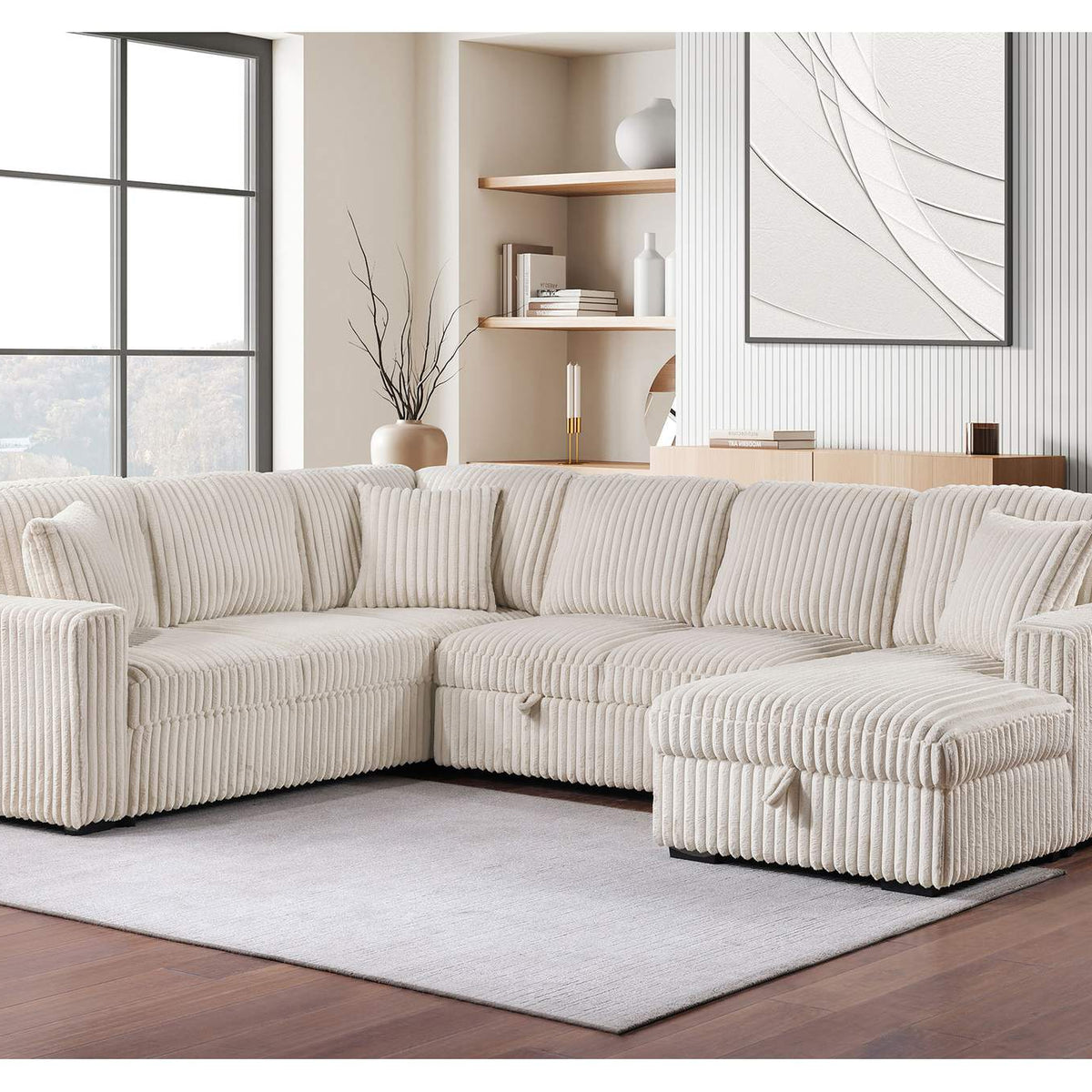 501205 Devonshire Sleeper Sectional Sofa Storage Chaise Camel