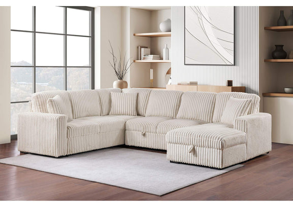 501205 Devonshire Sleeper Sectional Sofa Storage Chaise Camel