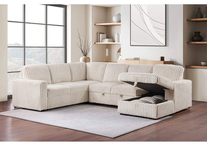 501205 Devonshire Sleeper Sectional Sofa Storage Chaise Camel