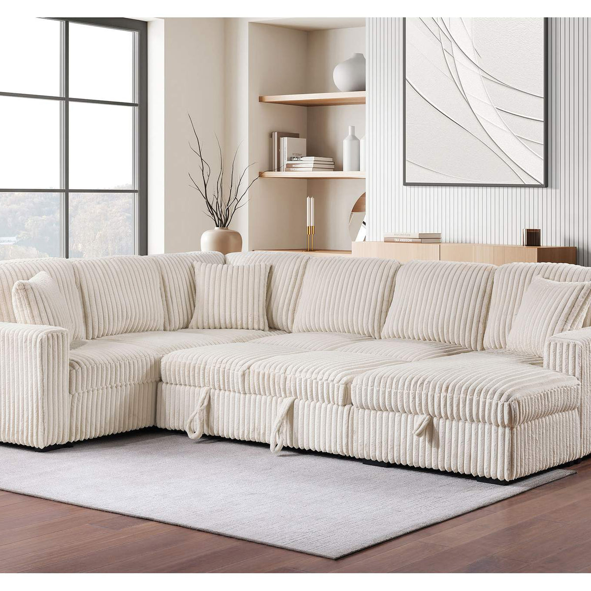 501205 Devonshire Sleeper Sectional Sofa Storage Chaise Camel