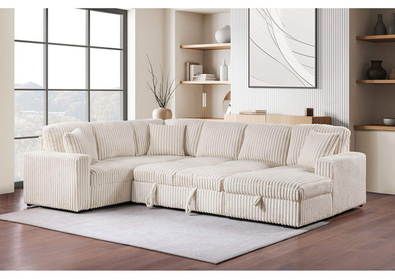 501205 Devonshire Sleeper Sectional Sofa Storage Chaise Camel