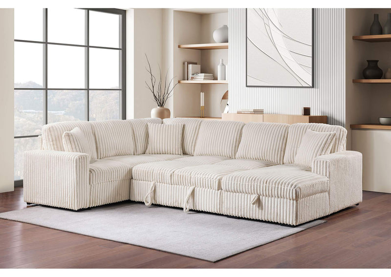 501205 Devonshire Sleeper Sectional Sofa Storage Chaise Camel