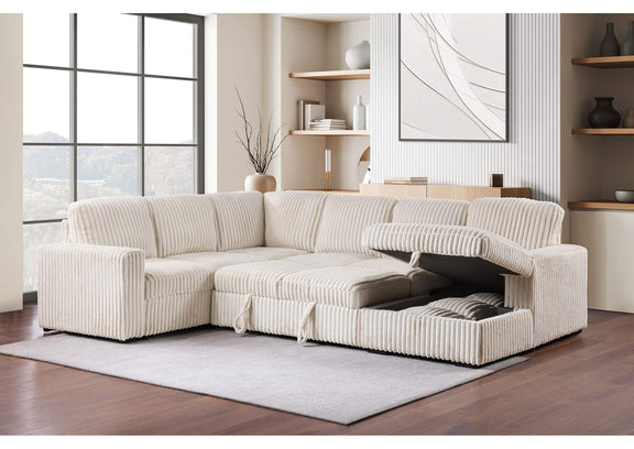 501205 Devonshire Sleeper Sectional Sofa Storage Chaise Camel