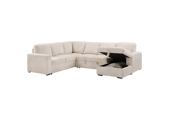 501205 Devonshire Sleeper Sectional Sofa Storage Chaise Camel