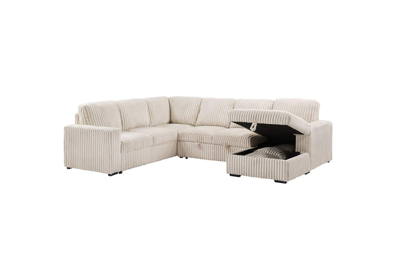 501205 Devonshire Sleeper Sectional Sofa Storage Chaise Camel