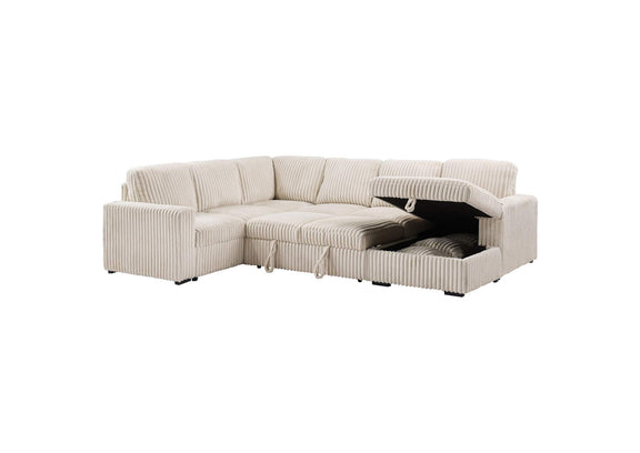 501205 Devonshire Sleeper Sectional Sofa Storage Chaise Camel