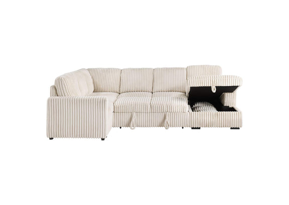 501205 Devonshire Sleeper Sectional Sofa Storage Chaise Camel