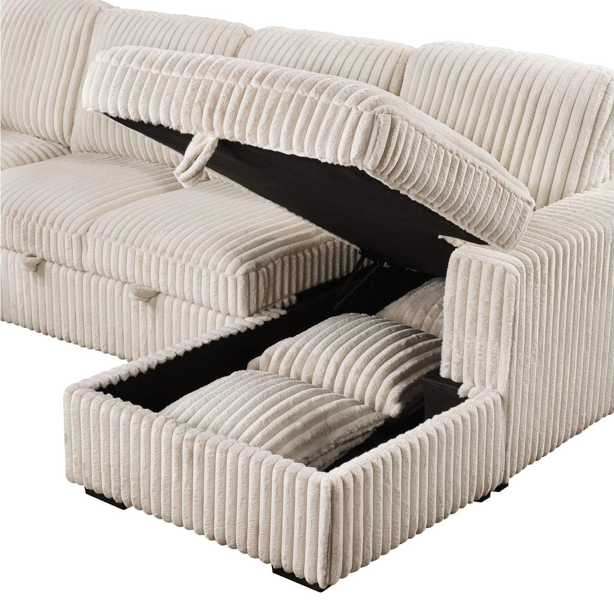 501205 Devonshire Sleeper Sectional Sofa Storage Chaise Camel