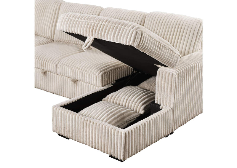 501205 Devonshire Sleeper Sectional Sofa Storage Chaise Camel