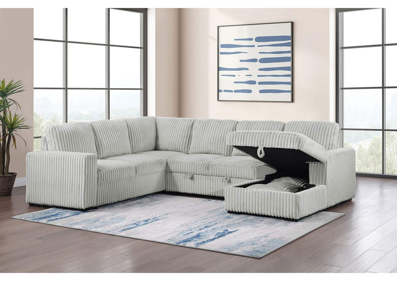 501208 Devonshire Sleeper Sectional Sofa Storage Chaise Grey
