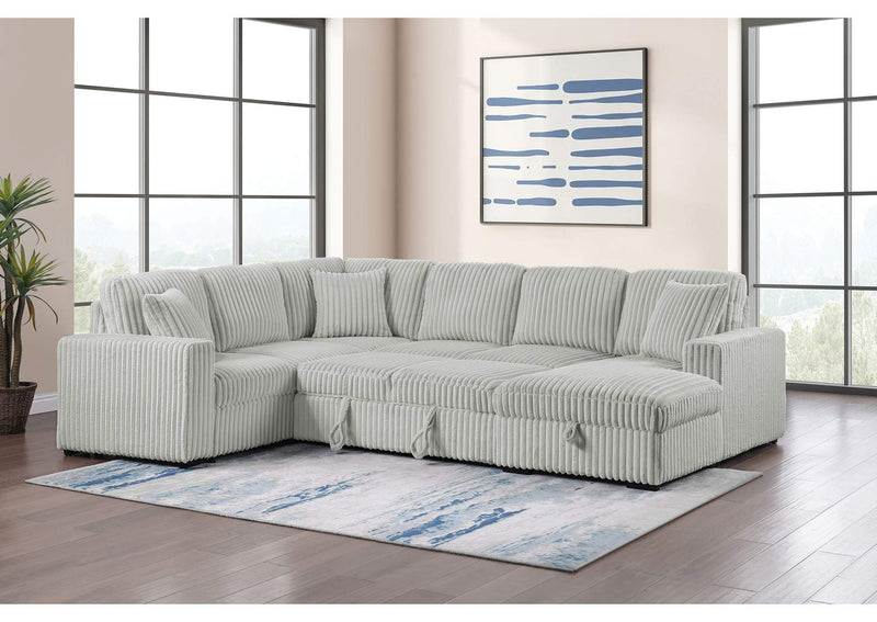 501208 Devonshire Sleeper Sectional Sofa Storage Chaise Grey