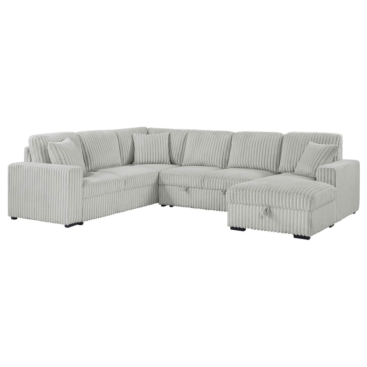 501208 Devonshire Sleeper Sectional Sofa Storage Chaise Grey