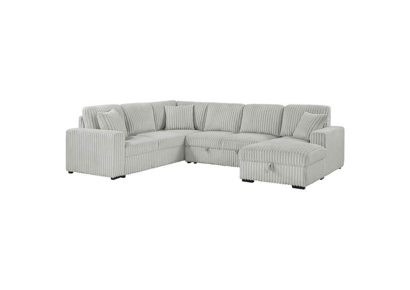 501208 Devonshire Sleeper Sectional Sofa Storage Chaise Grey