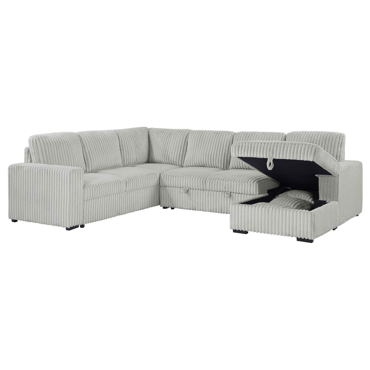501208 Devonshire Sleeper Sectional Sofa Storage Chaise Grey