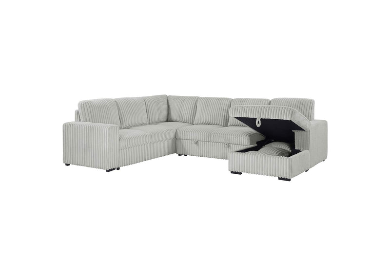 501208 Devonshire Sleeper Sectional Sofa Storage Chaise Grey