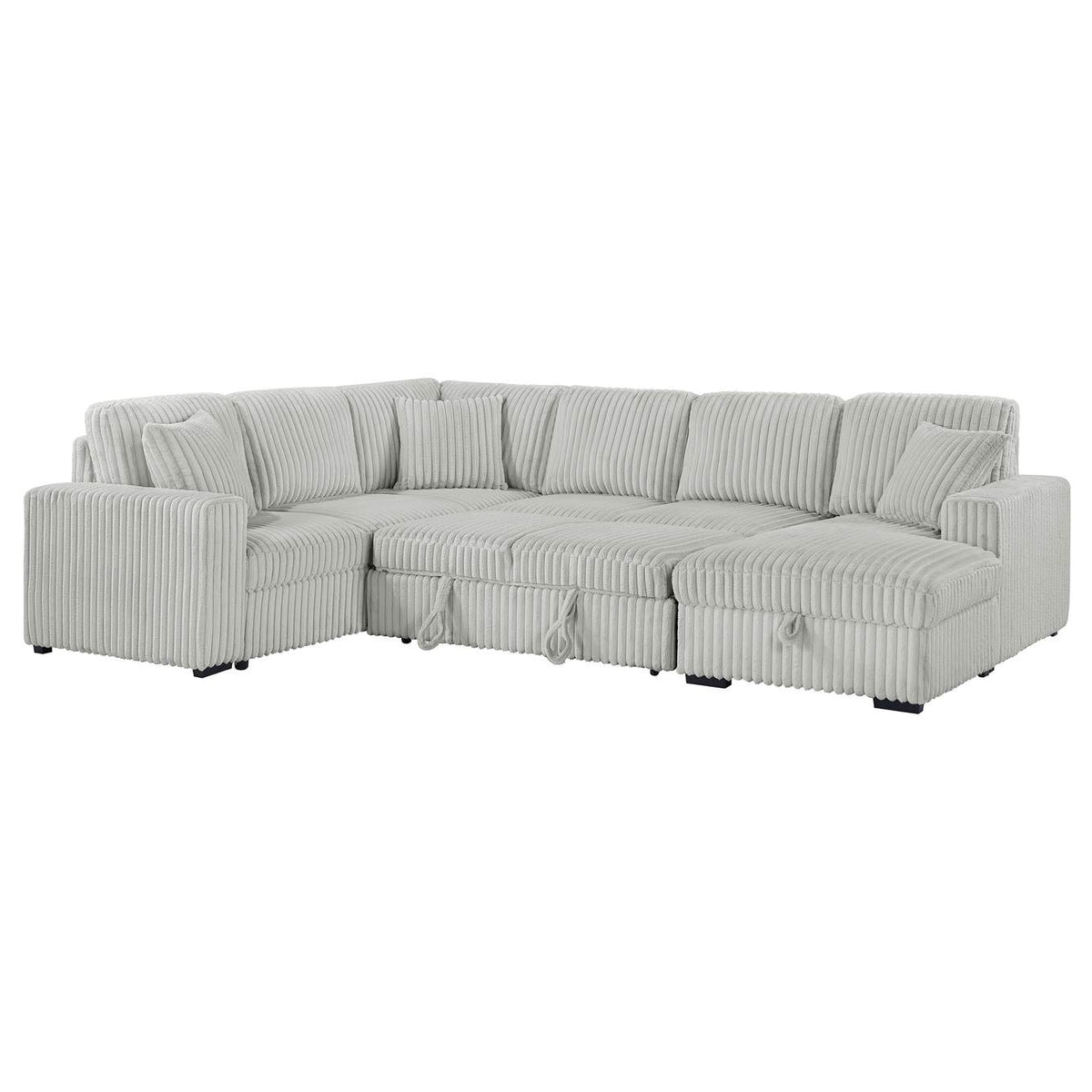 501208 Devonshire Sleeper Sectional Sofa Storage Chaise Grey