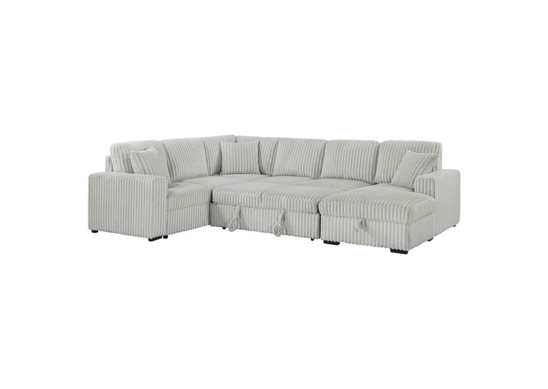 501208 Devonshire Sleeper Sectional Sofa Storage Chaise Grey