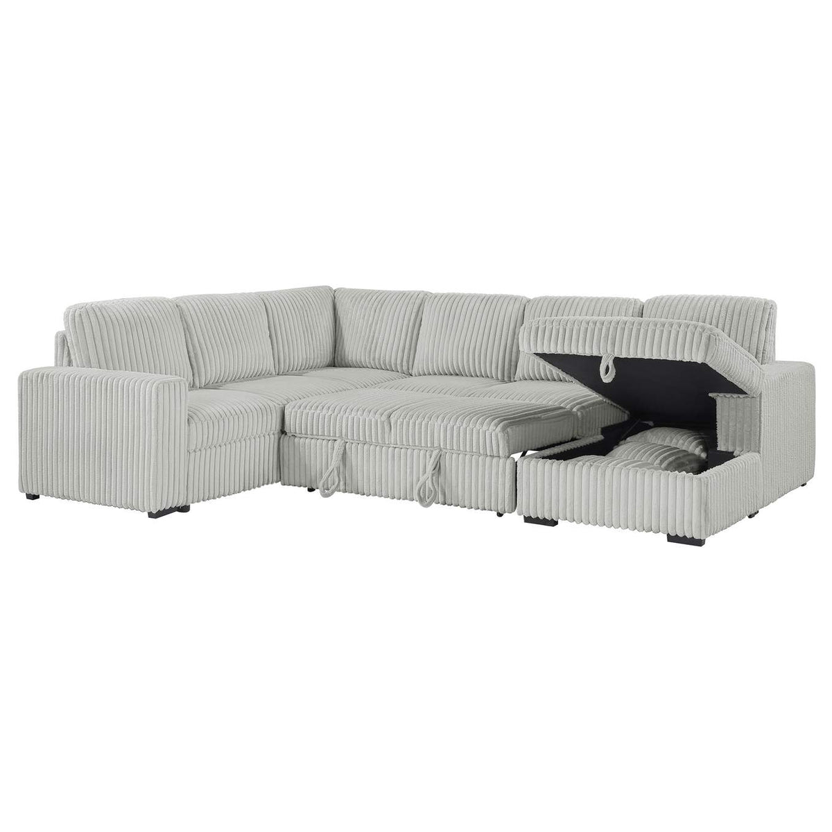 501208 Devonshire Sleeper Sectional Sofa Storage Chaise Grey