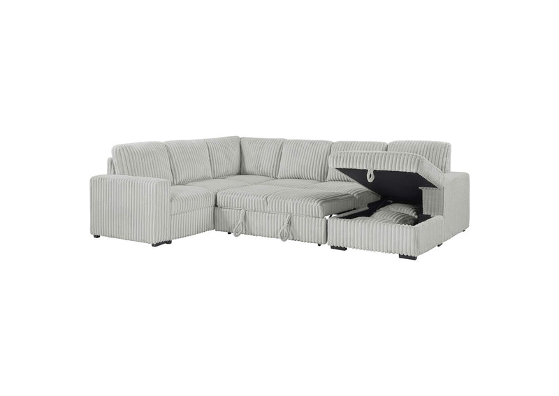 501208 Devonshire Sleeper Sectional Sofa Storage Chaise Grey