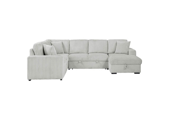 501208 Devonshire Sleeper Sectional Sofa Storage Chaise Grey