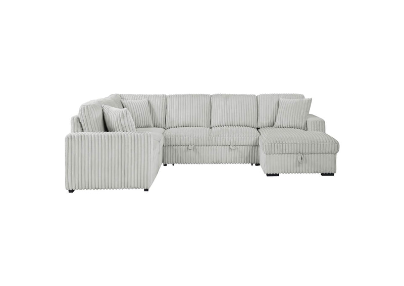 501208 Devonshire Sleeper Sectional Sofa Storage Chaise Grey