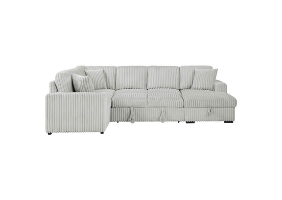 501208 Devonshire Sleeper Sectional Sofa Storage Chaise Grey
