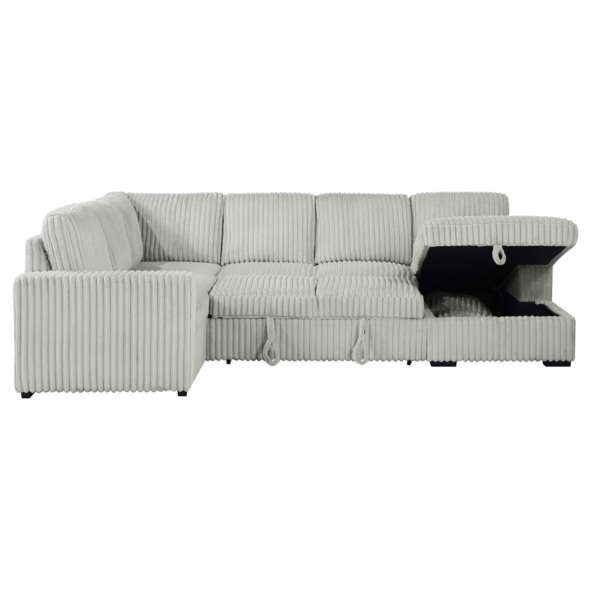 501208 Devonshire Sleeper Sectional Sofa Storage Chaise Grey