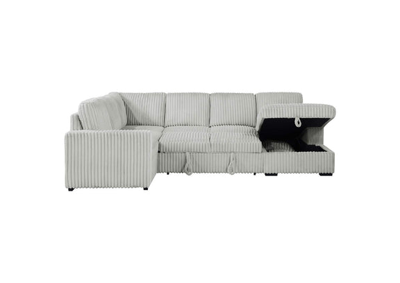 501208 Devonshire Sleeper Sectional Sofa Storage Chaise Grey