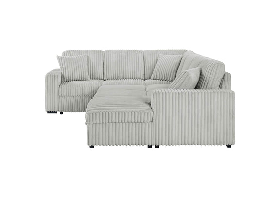 501208 Devonshire Sleeper Sectional Sofa Storage Chaise Grey