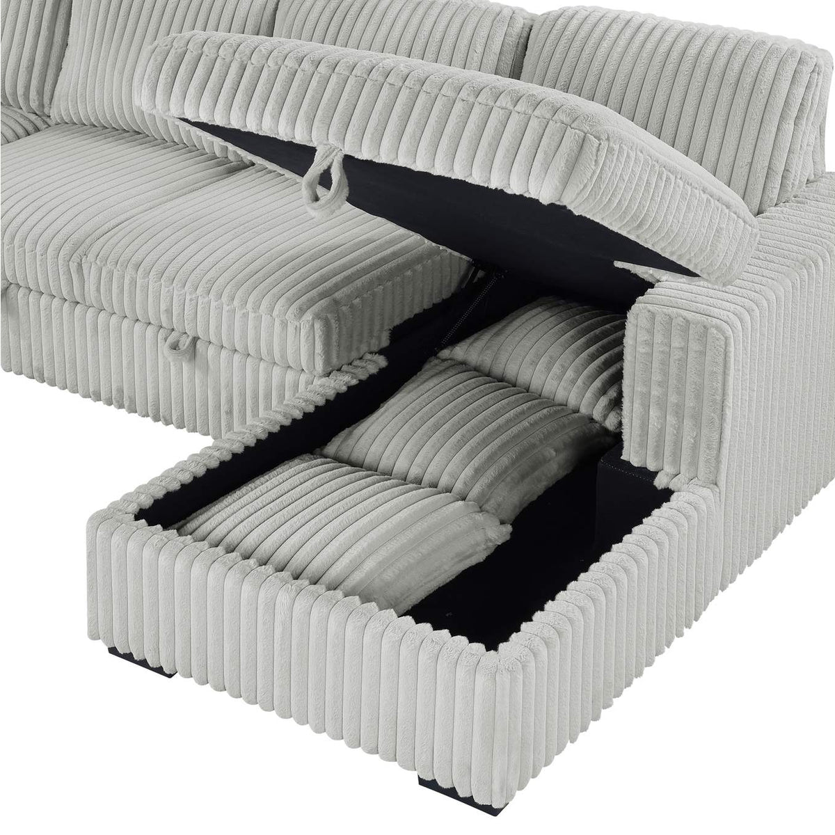 501208 Devonshire Sleeper Sectional Sofa Storage Chaise Grey