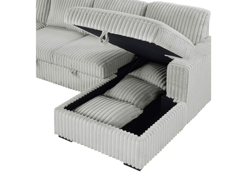 501208 Devonshire Sleeper Sectional Sofa Storage Chaise Grey