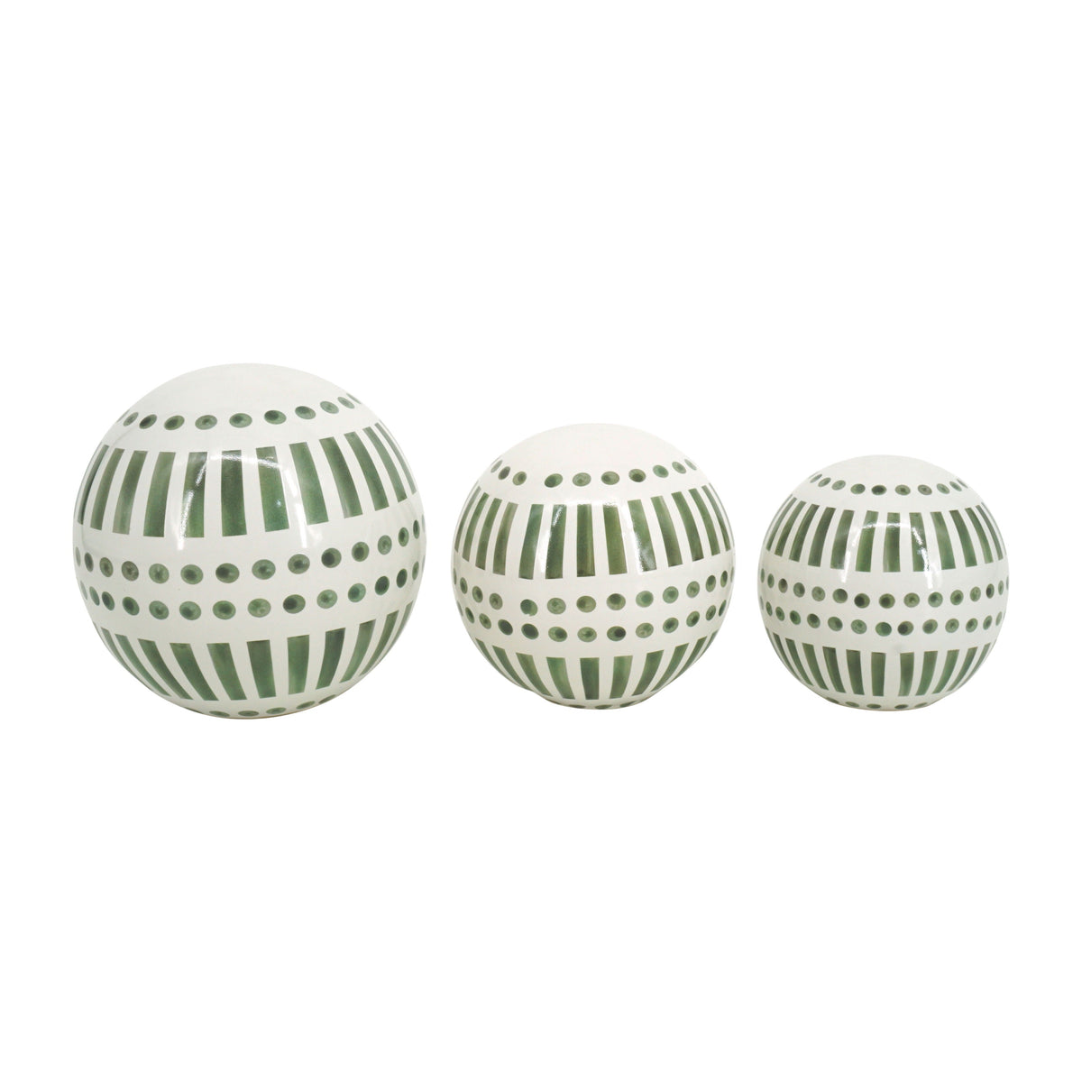 6" / 5" / 4" Ceramic Orbs (Set of 3) - Dark Sage Green