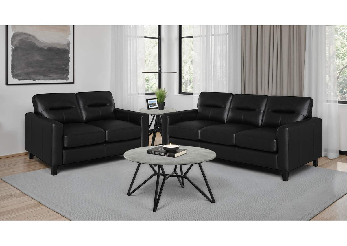504664-S2 Scotland 2-piece Faux Leather Upholstered Sofa Set Black